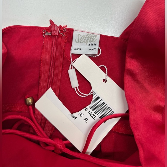 Selfie Leslie Come What May Pintuck Pleat Gathered Side Mini Dress Red NEW L/XL - Picture 6 of 16